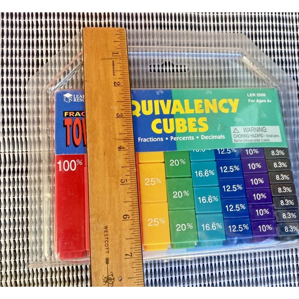 Learning Resources Fraction Tower Equivalency Percent Tower Cubes -Colors- New!